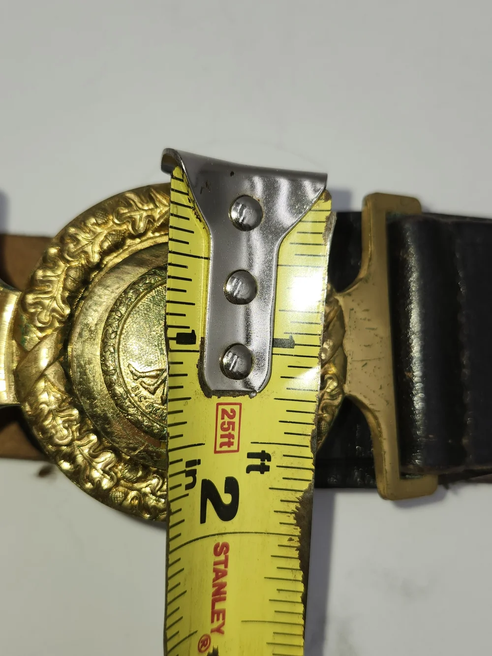 Antique Civil War style Sword Belt Virginia Tongue & Wreath Buckle on leather